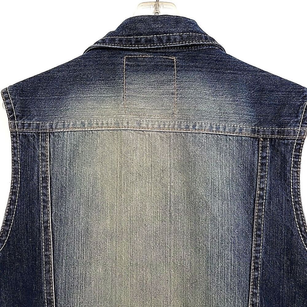 Royal Premium Womens Denim Vest Size Medium LOOK Verdigris on Buttons - Picture 7 of 11